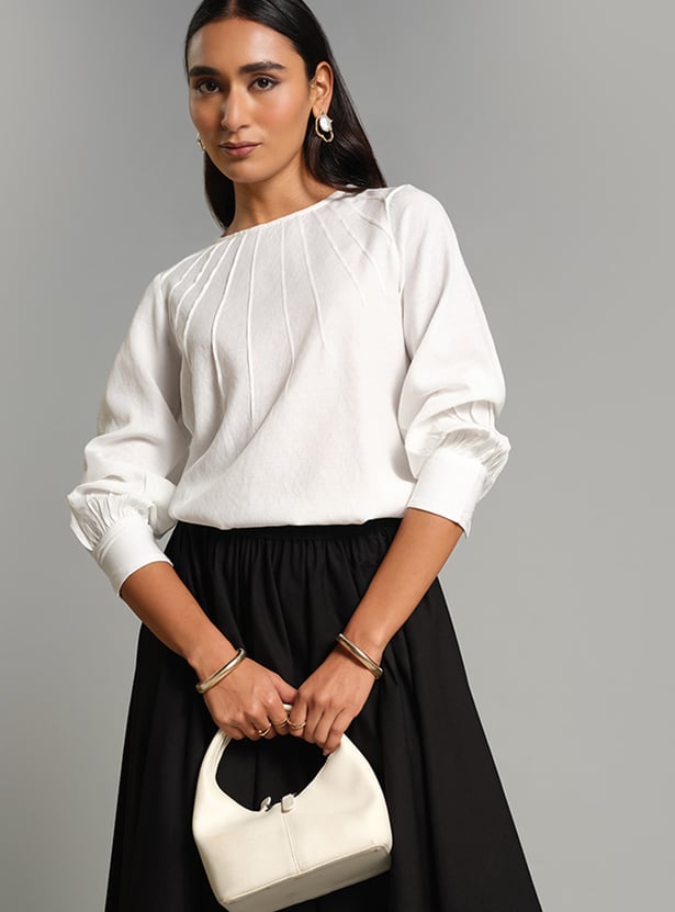 AND Pintuck Bishop Sleeve Top