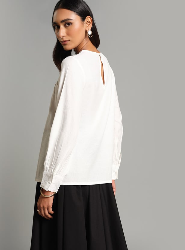 AND Pintuck Bishop Sleeve Top