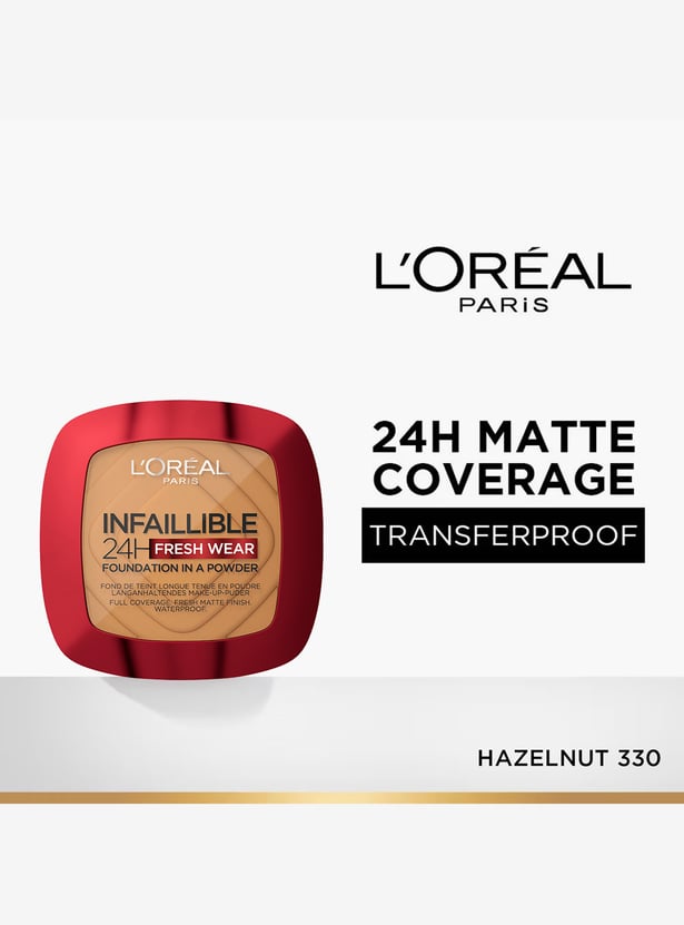 L'OREAL PARIS Infallible 24H Fresh Wear Powder Foundation - 330 Hazelnut - 9g
