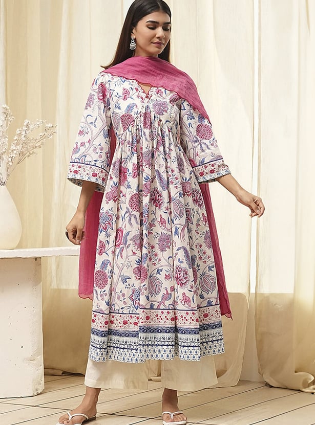 BIBA Floral Print Kalidar Kurta Set