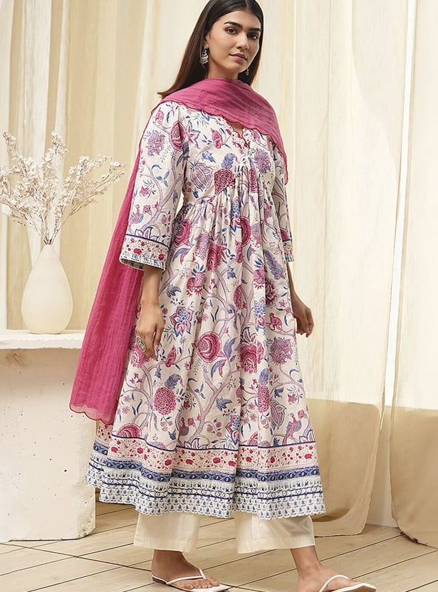 BIBA Floral Print Kalidar Kurta Set