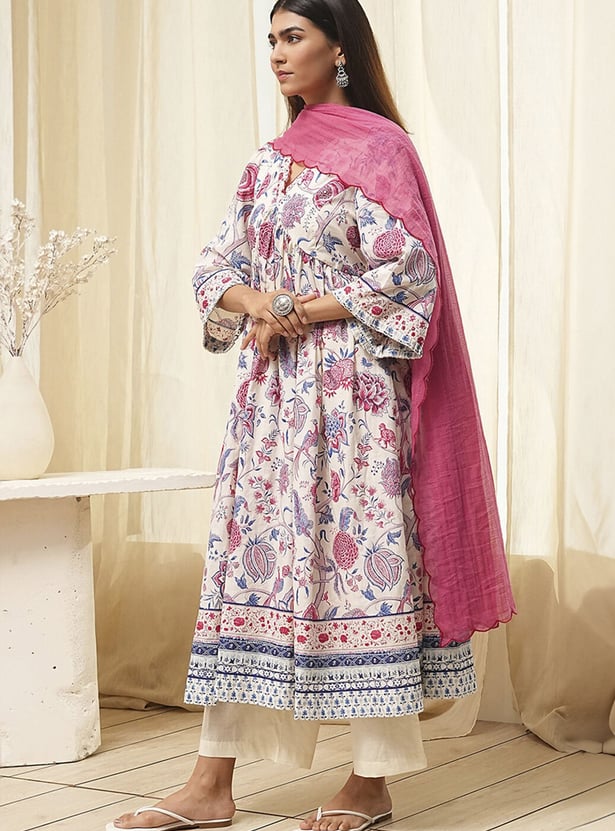 BIBA Floral Print Kalidar Kurta Set
