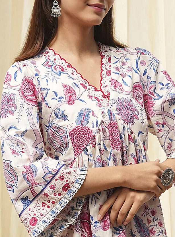 BIBA Floral Print Kalidar Kurta Set