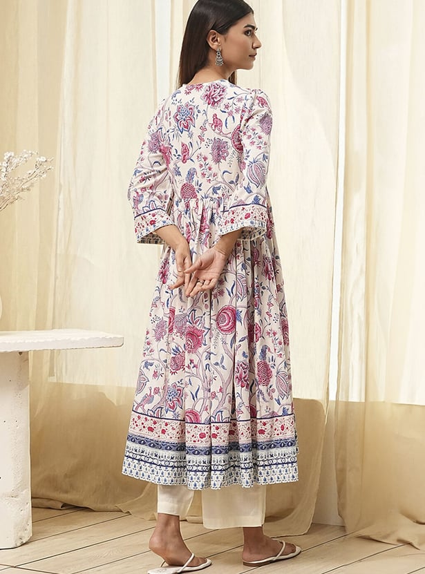 BIBA Floral Print Kalidar Kurta Set