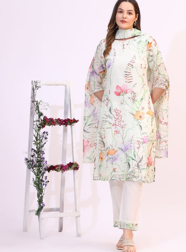 W Floral Print Straight Kurta Set