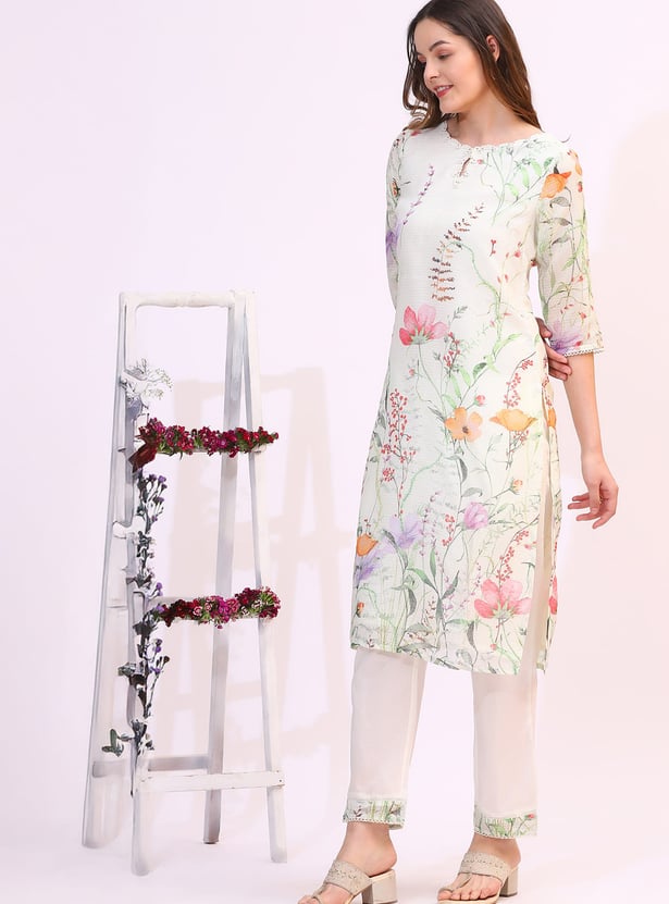 W Floral Print Straight Kurta Set