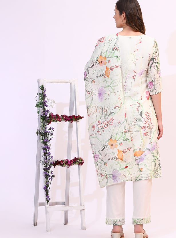 W Floral Print Straight Kurta Set