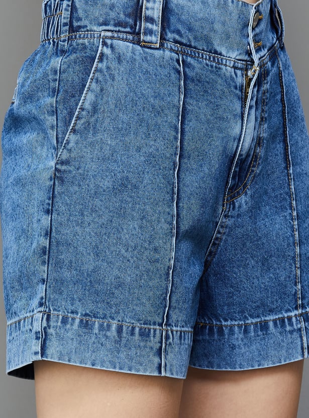 KRAUS Pintuck Denim Shorts