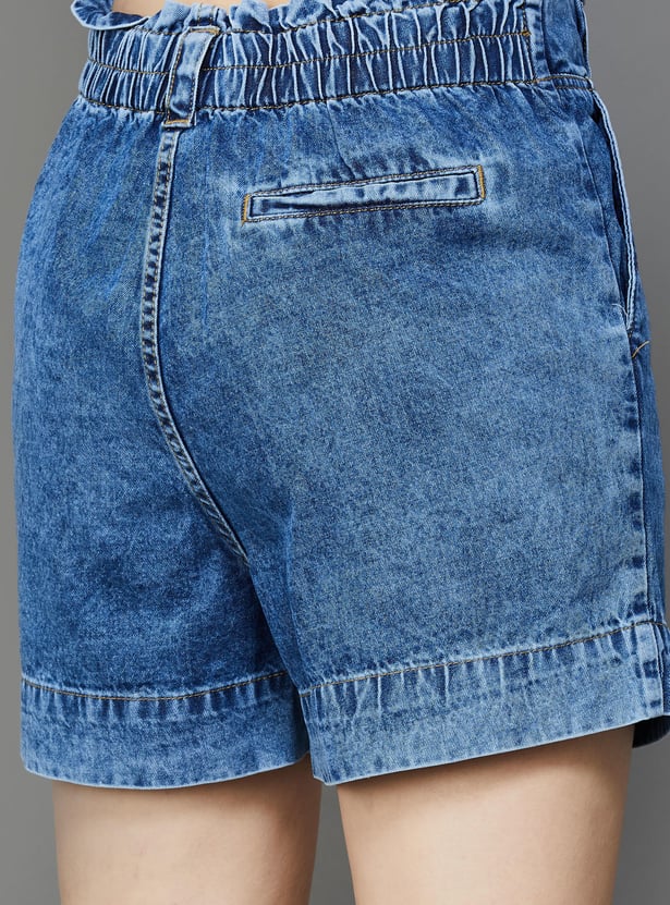 KRAUS Pintuck Denim Shorts