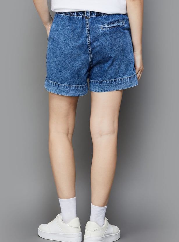 KRAUS Pintuck Denim Shorts
