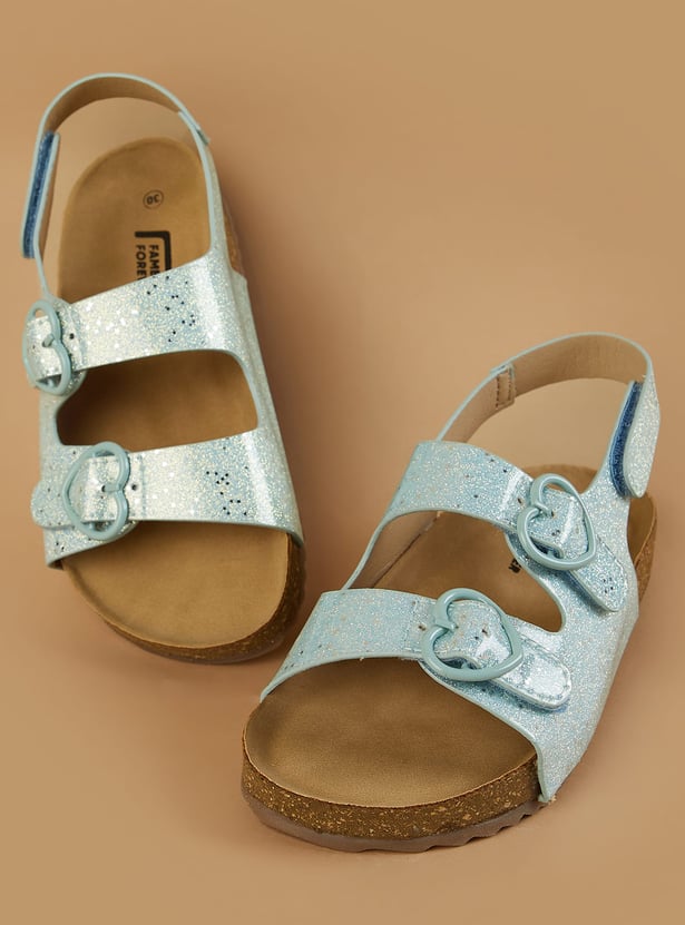 FAME FOREVER Girls Sparkly Sandals with Velcro Strap