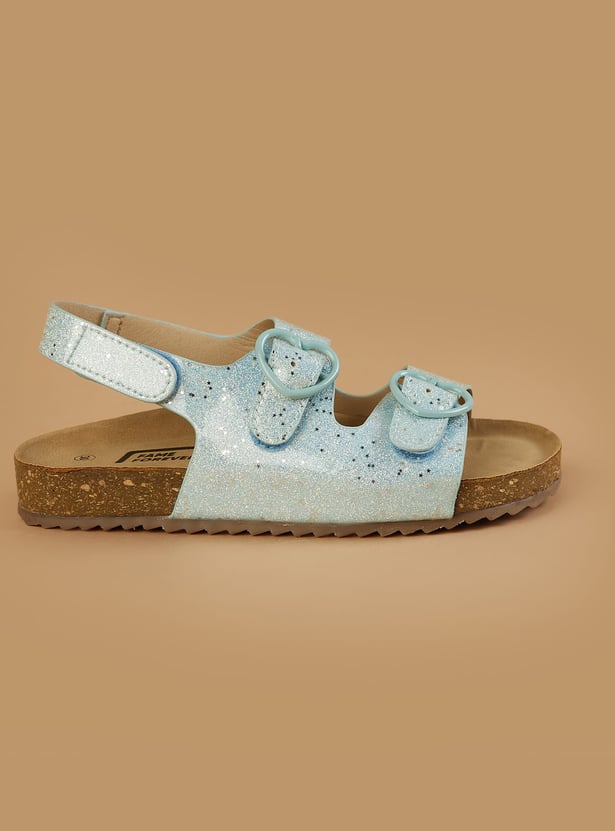 FAME FOREVER Girls Sparkly Sandals with Velcro Strap