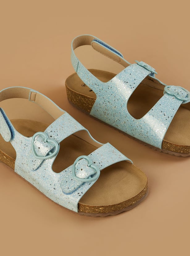 FAME FOREVER Girls Sparkly Sandals with Velcro Strap