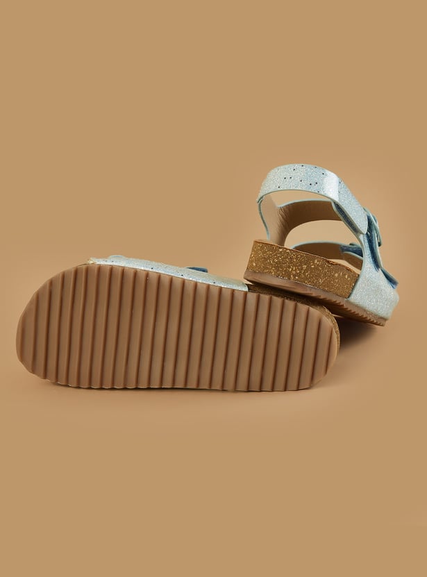 FAME FOREVER Girls Sparkly Sandals with Velcro Strap