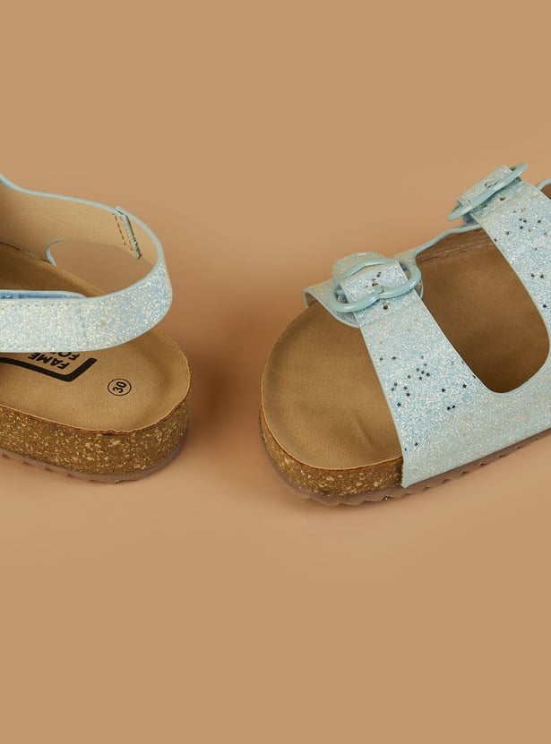 FAME FOREVER Girls Sparkly Sandals with Velcro Strap