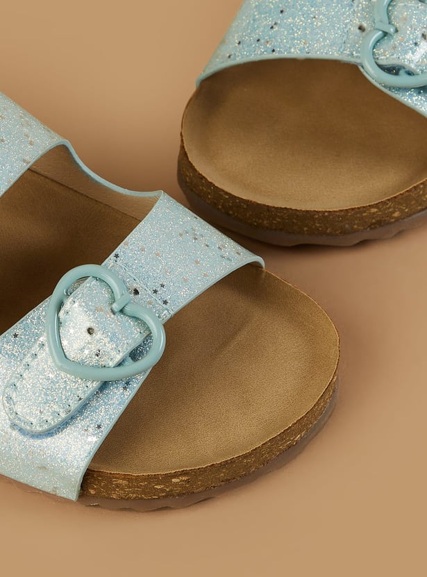 FAME FOREVER Girls Sparkly Sandals with Velcro Strap