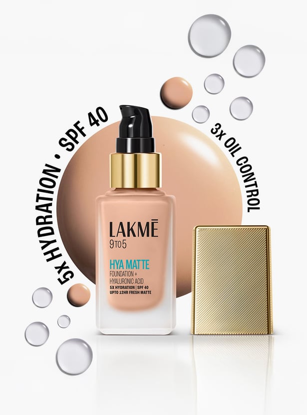 LAKME 9to5 Hya Matte Foundation + Hyaluronic Acid - Warm Sand - 25ml