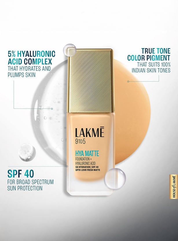 LAKME 9to5 Hya Matte Foundation + Hyaluronic Acid - Warm Sand - 25ml