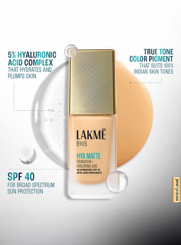 LAKME 9to5 Hya Matte Foundation + Hyaluronic Acid - Warm Natural - 25ml