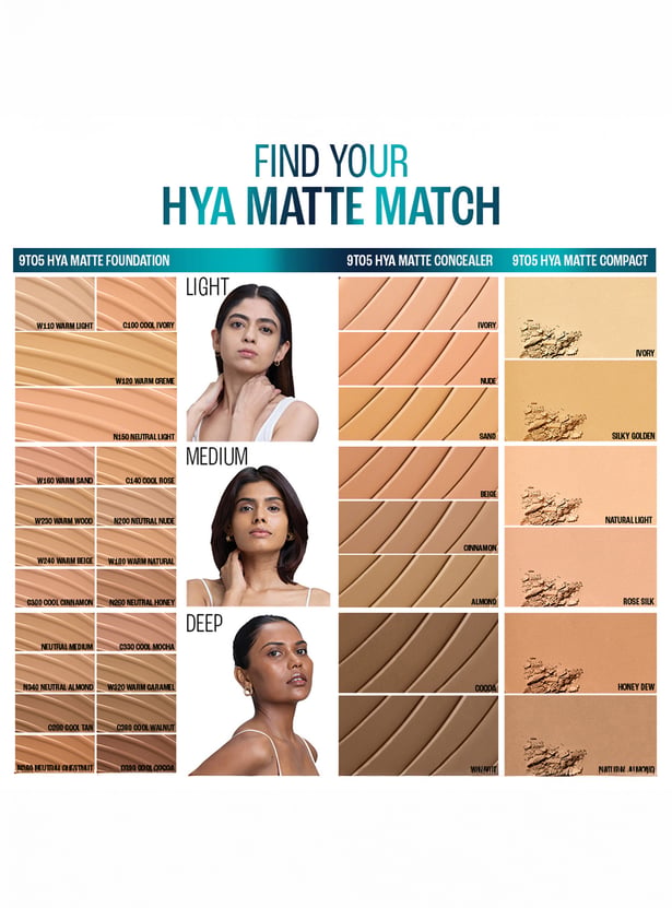 LAKME 9to5 Hya Matte Foundation + Hyaluronic Acid - Warm Natural - 25ml