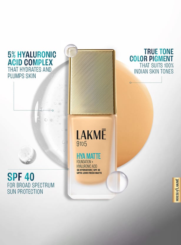 LAKME 9to5 Hya Matte Foundation + Hyaluronic Acid - Warm Caramel - 25ml