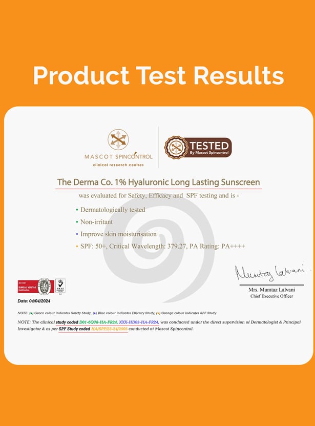 THE DERMA CO 1 Percent Hyaluronic Long Lasting Sunscreen - 50g