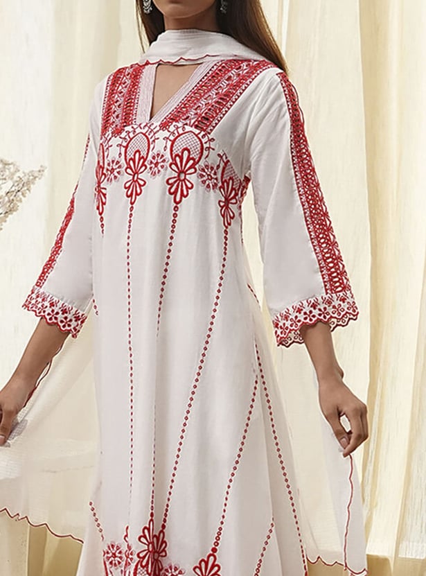 BIBA Embroidered A-line Kurta Set