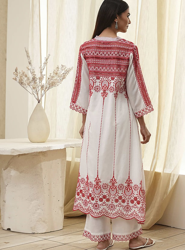BIBA Embroidered A-line Kurta Set