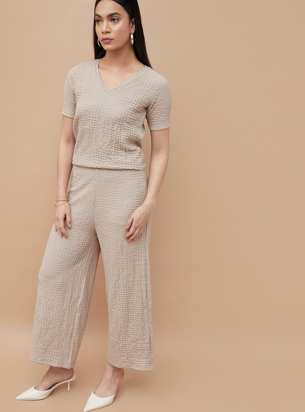 CODE Textured V-Neck Top