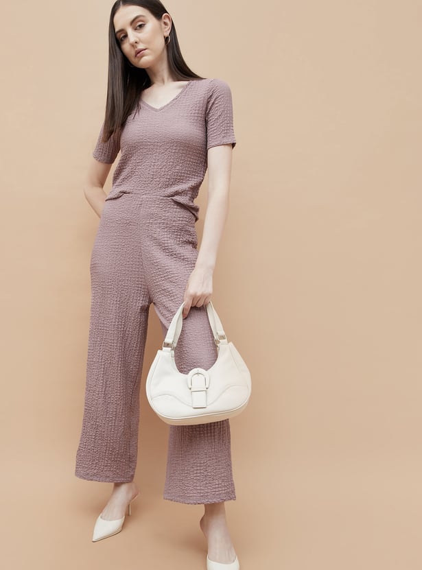 CODE Textured V-Neck Top