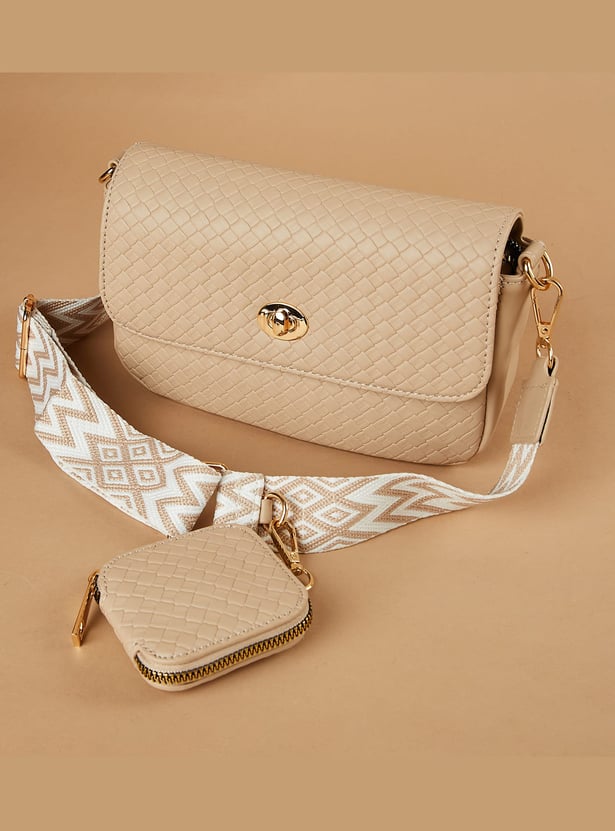 CODE Patterned Sling Bag with Pouch