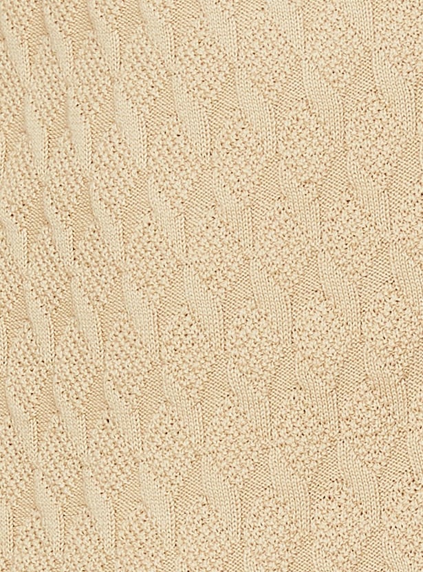 FAHRENHEIT Patterned Knit Johnny Collar T-shirt