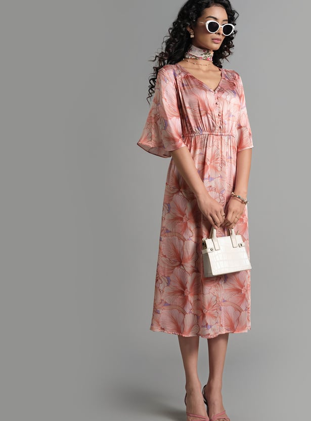 AND Floral Print Fit & Flare Dress
