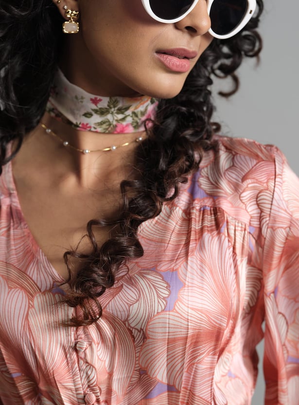 AND Floral Print Fit & Flare Dress