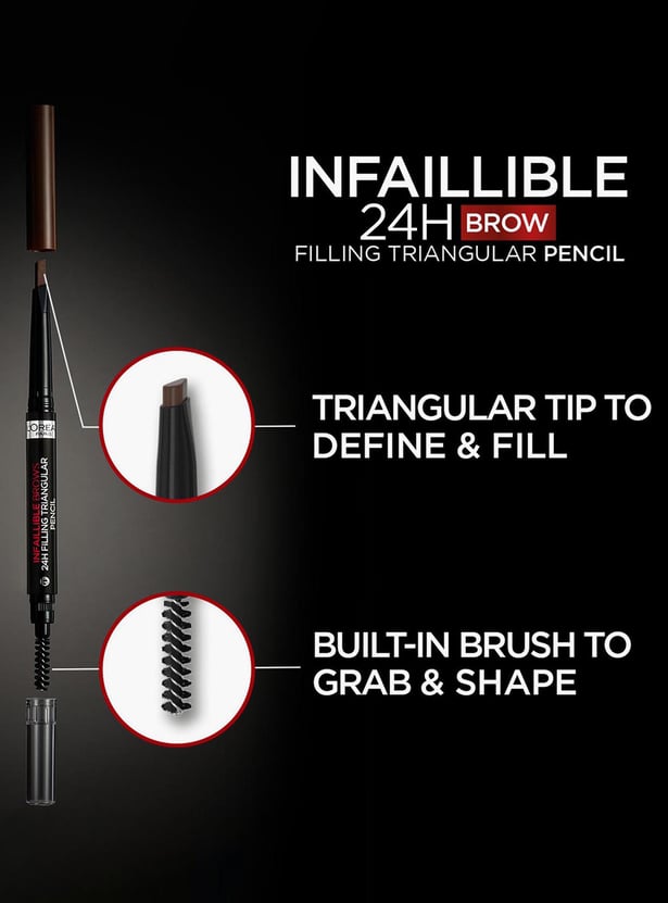 LOREAL PARIS Infallible 24H Brow Filling Triangular Pencil - 5.0 Light Brunette - 1g