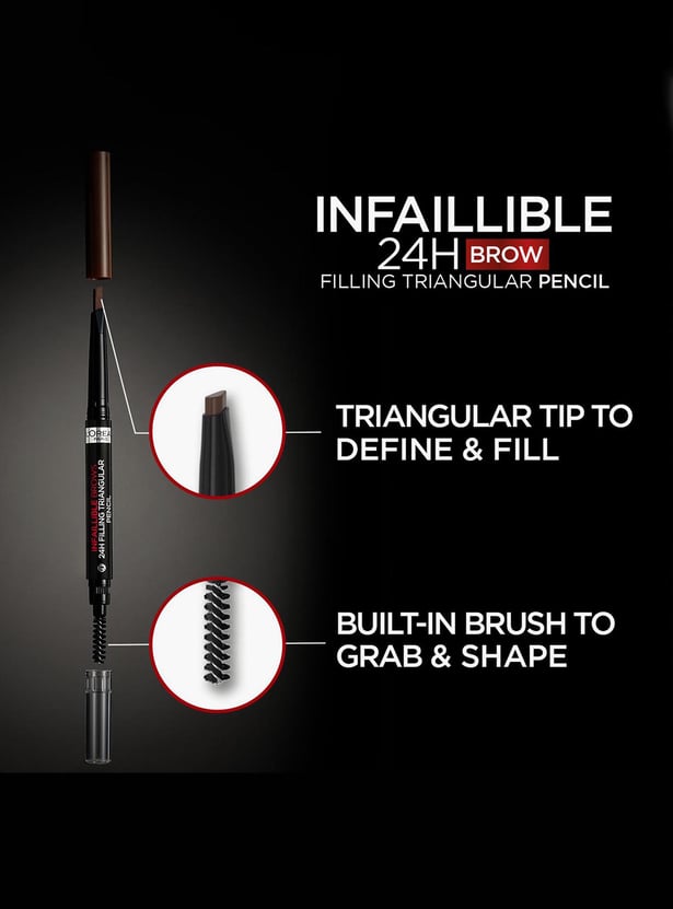 LOREAL PARIS Infallible 24H Brow Filling Triangular Pencil - 3.0 Brunette - 1g