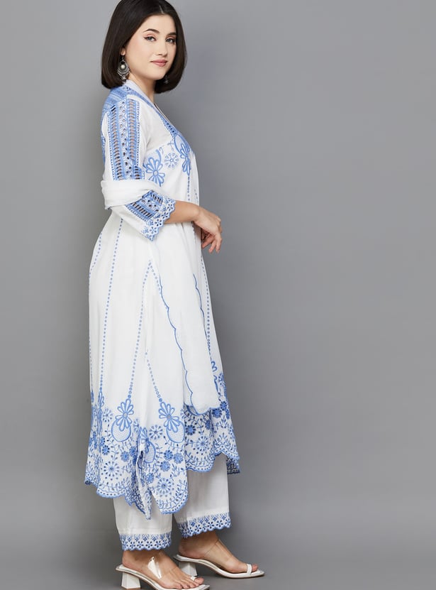 BIBA Embroidered A-line Kurta Set