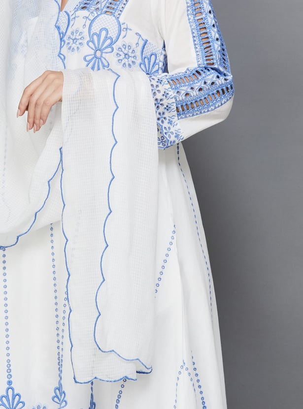 BIBA Embroidered A-line Kurta Set