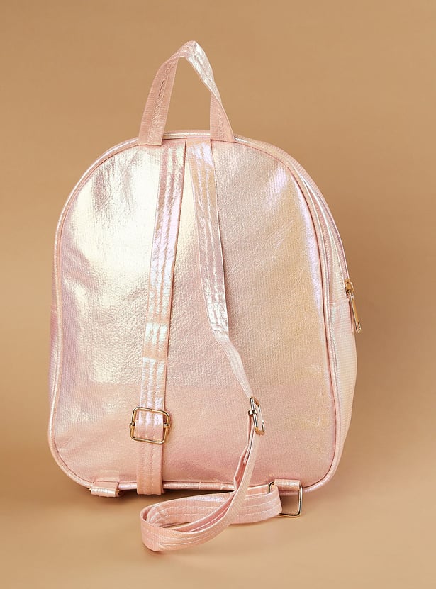 GINGER Metallic Backpack with Pompoms
