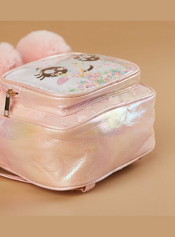 GINGER Metallic Backpack with Pompoms
