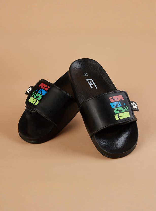 FAME FOREVER Boys Printed Sliders with Velcro