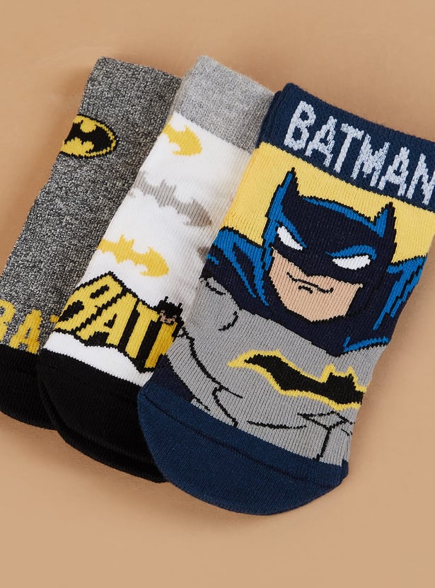FAME FOREVER Batman Print Ankle Length Socks - Pack of 3