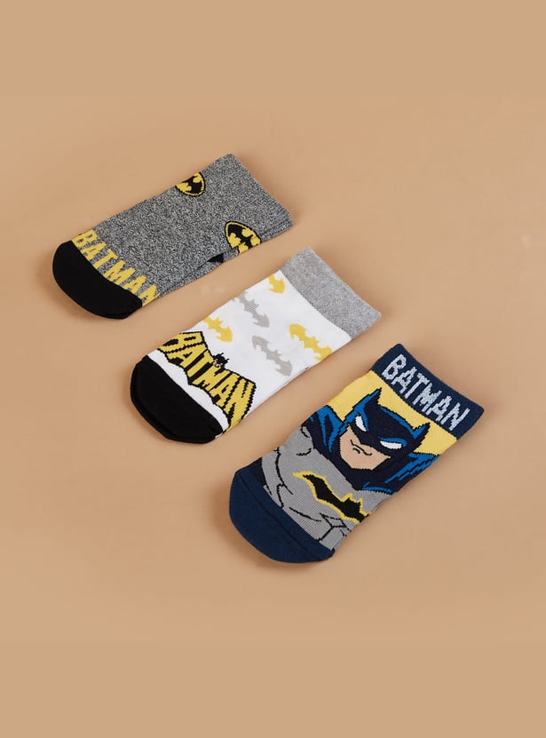 FAME FOREVER Batman Print Ankle Length Socks - Pack of 3