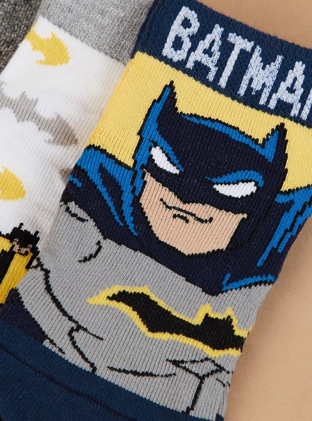 FAME FOREVER Batman Print Ankle Length Socks - Pack of 3