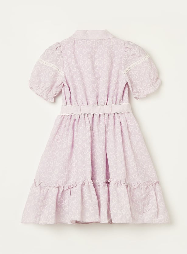 PEPPERMINT Girls Embroidered Belted Detail Fit and Flare Dress