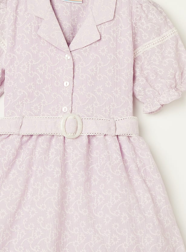 PEPPERMINT Girls Embroidered Belted Detail Fit and Flare Dress