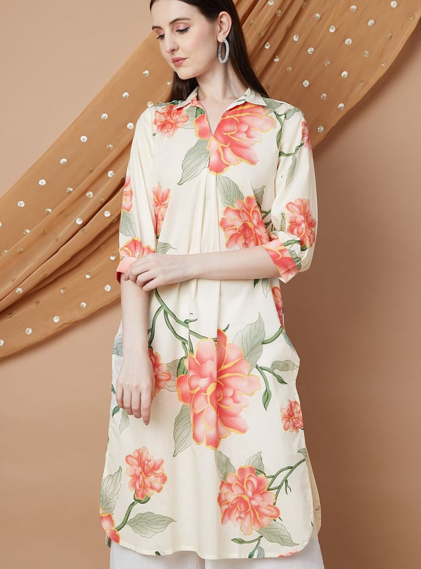 MELANGE Floral Print Straight Kurta