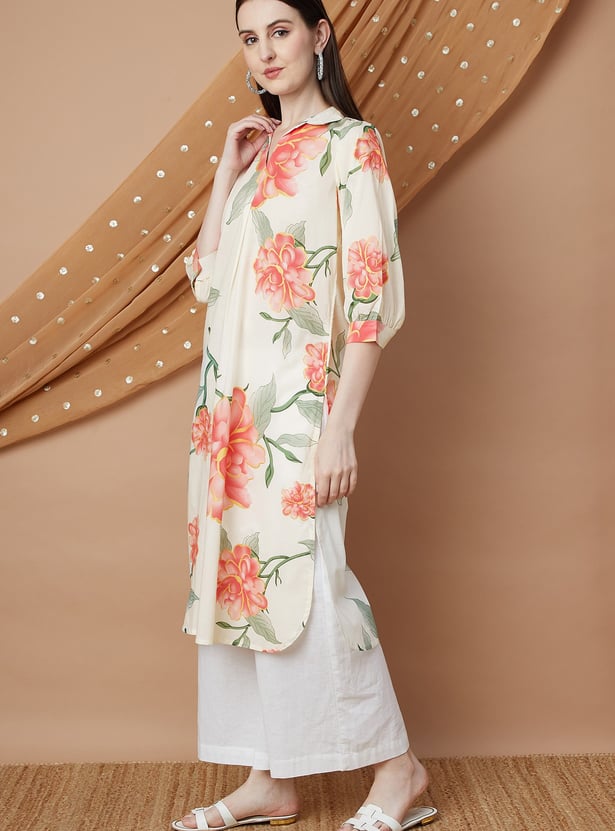 MELANGE Floral Print Straight Kurta
