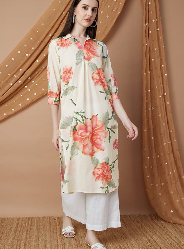 MELANGE Floral Print Straight Kurta