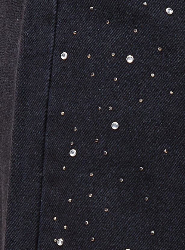 GINGER Embellished Wide Leg Jeans